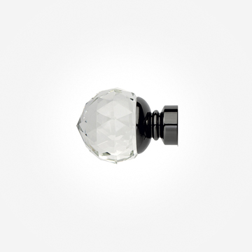Clear Faceted Ball Finial For 28mm Neo Black Nickel