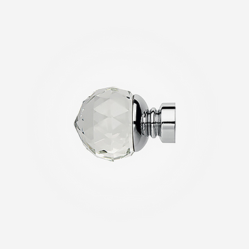 Clear Faceted Ball Finial For 28mm Neo Chrome