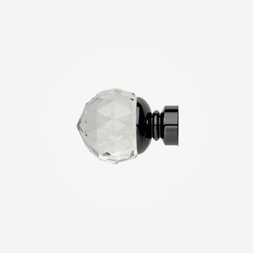 Clear Faceted Ball Finial For 35mm Neo Black Nickel