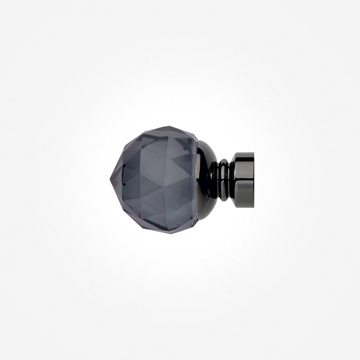Smoked Faceted Ball Finial For 28mm Neo Black Nickel