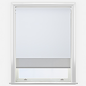Aqualuxe White & SunVue Dove Grey Double Roller Blind