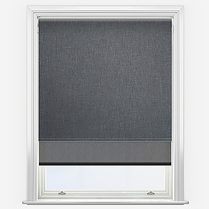 Leniro Blackout Rock Grey & SunVue Jet Black Double Roller Blind