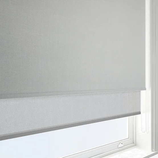Leniro Blackout Pebble Grey & SunVue Dove Grey double_roller