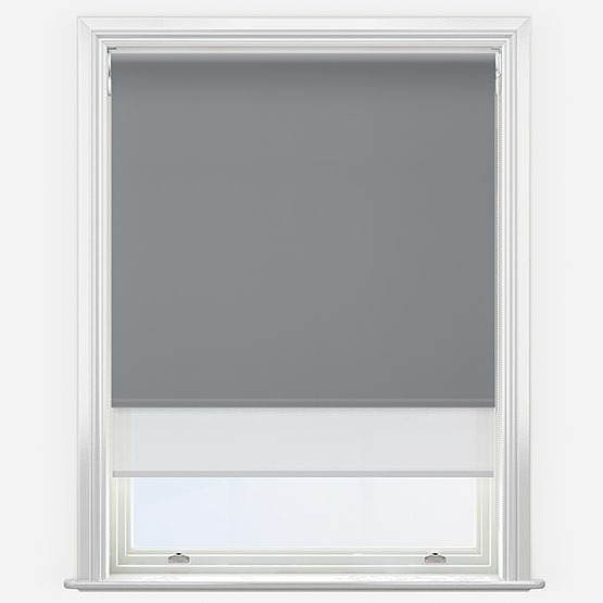 Double Roller AquaLuxe SunVue Granite & White Double Roller Blind