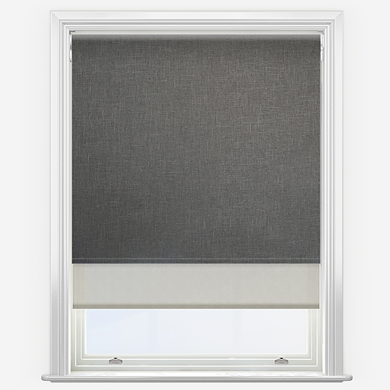 Double Roller Artivis Blackout Mole Grey & Natural Double Roller Blind