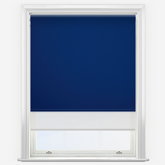 Double Roller Carnival Blackout Sapphire & White Double Roller Blind