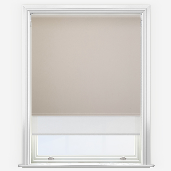 Double Roller Carnival Blackout Taupe & White Double Roller Blind
