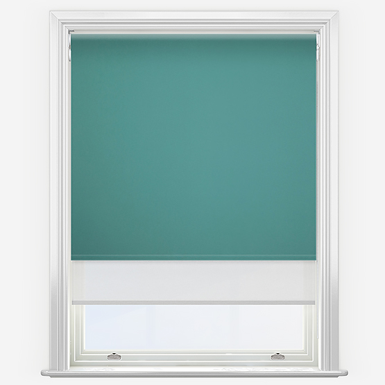 Double Roller Carnival Blackout Teal & White Double Roller Blind