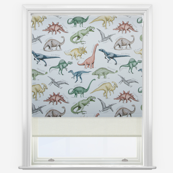 Double Roller Dinosaurs Prehistoric & Cream Double Roller Blind