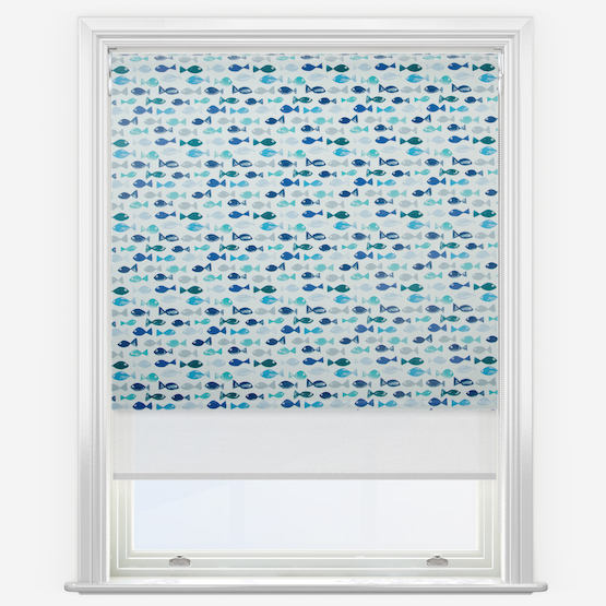 Double Roller Dory Marine & White Double Roller Blind