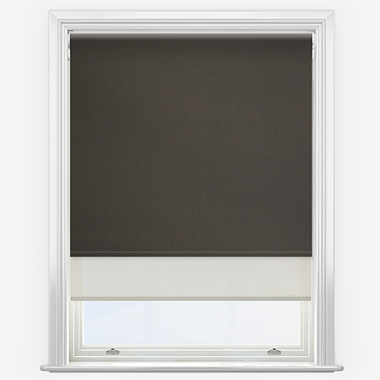 Double Roller Fusion Blackout Brown & SunVue Cream Double Roller Blind