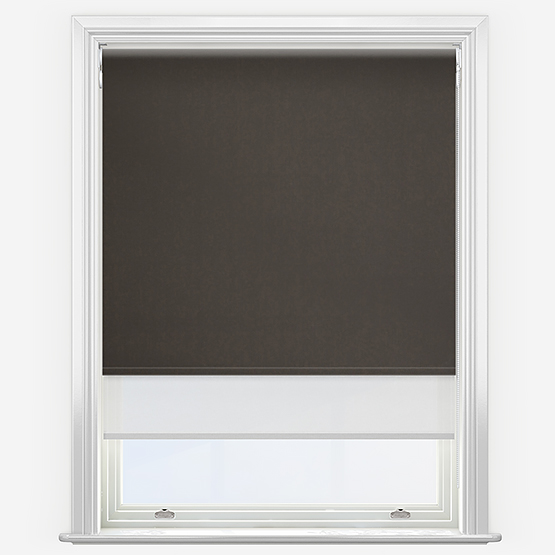 Double Roller Fusion Blackout Brown & White Double Roller Blind