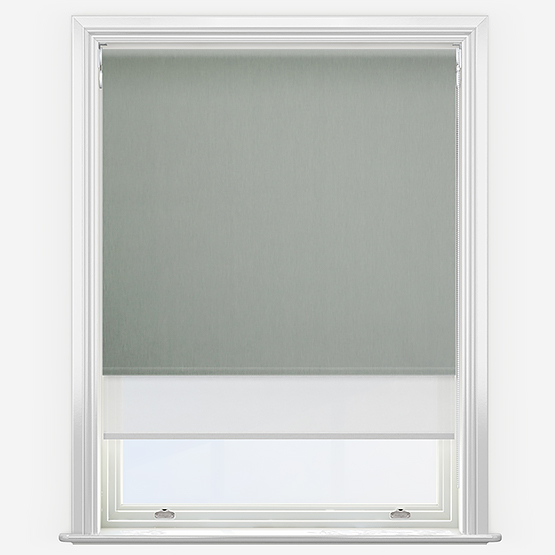 Double Roller Fusion Blackout Cool Grey & White Double Roller Blind