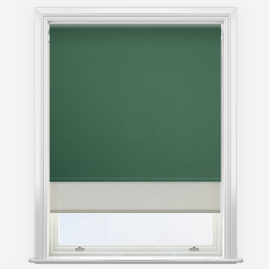 Double Roller Fusion Blackout Hunter Green & Natural Double Roller Blind