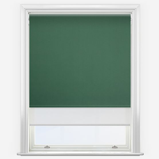 Double Roller Fusion Blackout Hunter Green & White Double Roller Blind