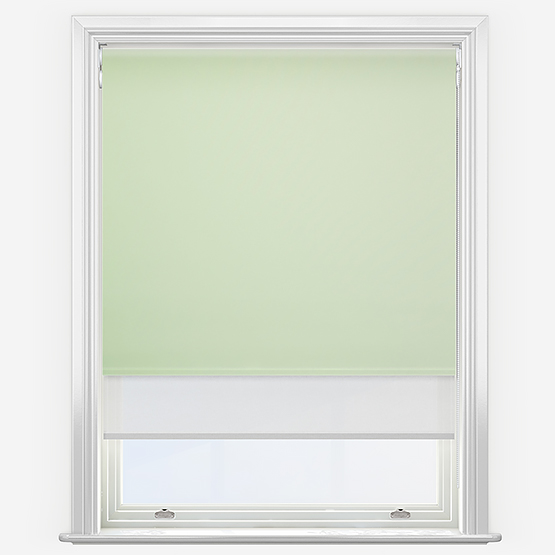 Double Roller Fusion Blackout Light Sage & White Double Roller Blind