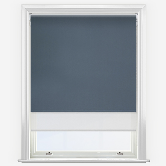 Double Roller Fusion Blackout Midnight Blue & White Double Roller Blind