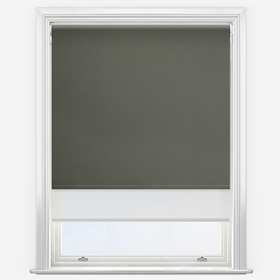 Double Roller Fusion Blackout Slate Grey & White Double Roller Blind