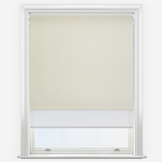 Double Roller Fusion Blackout White & SunVue White Double Roller Blind