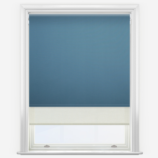 Double Roller Iona Blackout French Blue & Cream Double Roller Blind