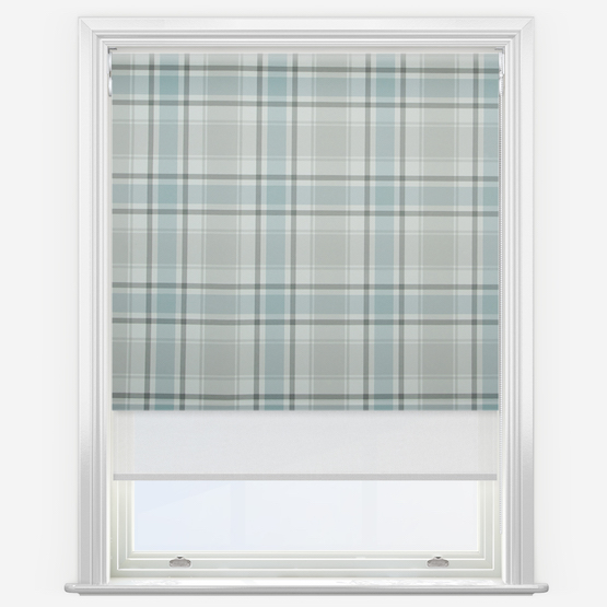 Double Roller Lomond Bluebell & White Double Roller Blind