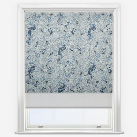 Double Roller Mermaids of Mayflower Indigo & Grey Double Roller Blind