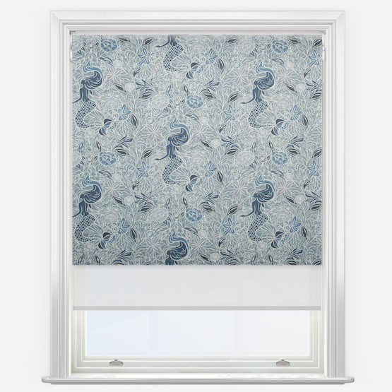 Double Roller Mermaids of Mayflower Indigo & White Double Roller Blind