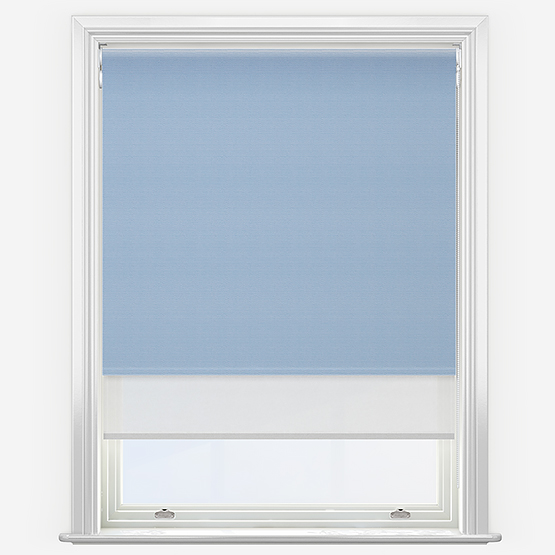 Double Roller Powder Blue & White Double Roller Blind