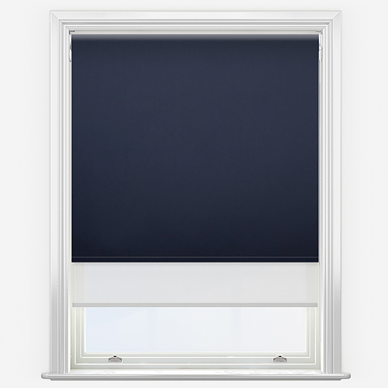 Double Roller Spectrum Blackout Navy & White Double Roller Blind