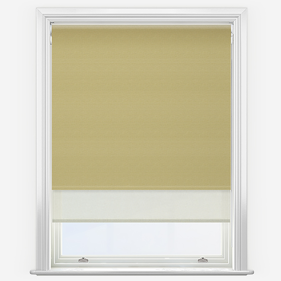 Double Roller Stem Green & Natural Double Roller Blind