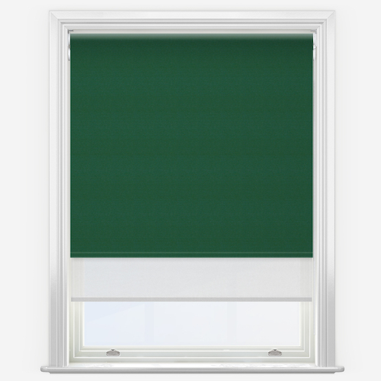 Double Roller Supreme Blackout Forest Green & White Double Roller Blind