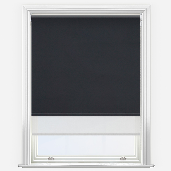 Double Roller Supreme Blackout Jet & White Double Roller Blind
