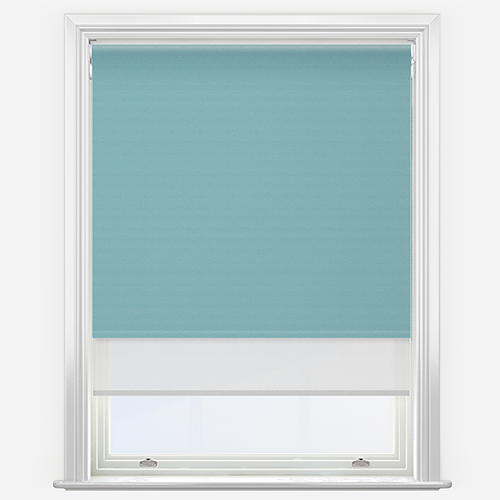 Double Roller Supreme Blackout Ocean Green & White Double Roller Blind