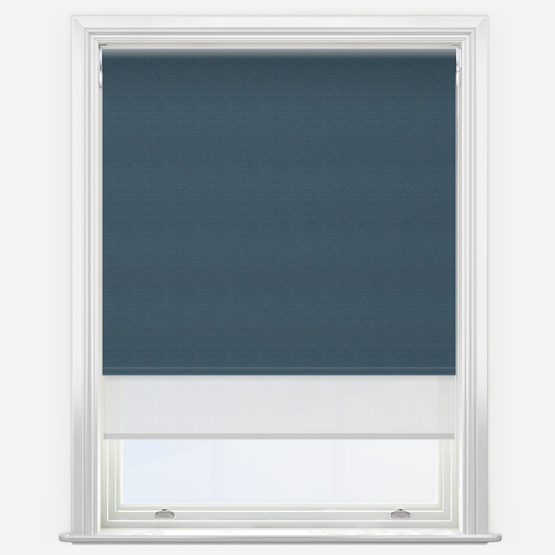 Double Roller Supreme Blackout Airforce Blue & White Double Roller Blind