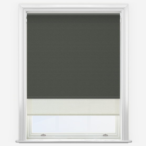 Double Roller Supreme Blackout Shadow Grey & Cream Double Roller Blind