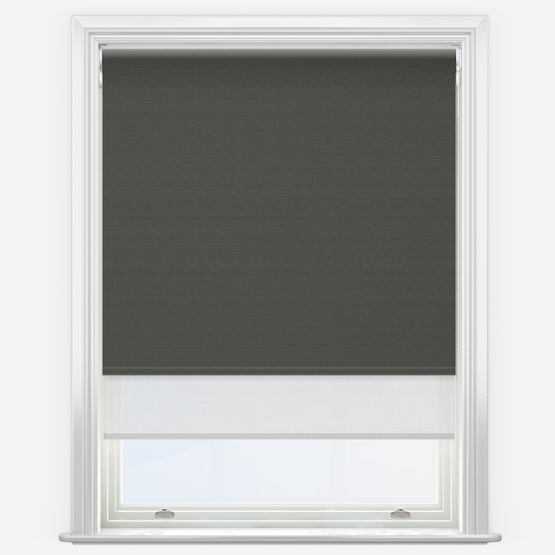 Double Roller Supreme Blackout Shadow Grey & White Double Roller Blind