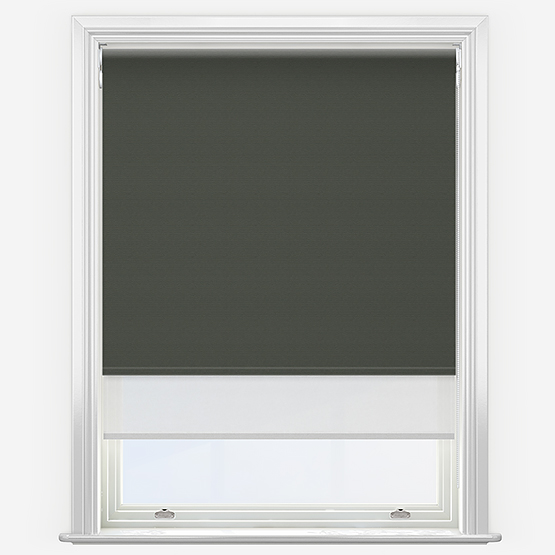 Double Roller Supreme Blackout Shadow Grey & White Double Roller Blind