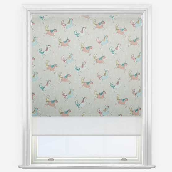 Double Roller Unicorn Magic Whimsical & White Double Roller Blind