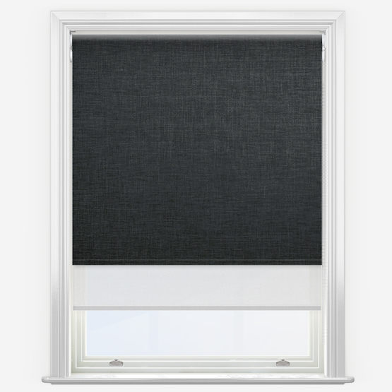 Double Roller Voga Blackout Slate Grey & White Double Roller Blind