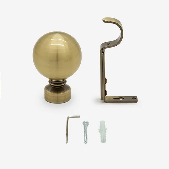 28mm Allure Classic Antique Brass Ball Eyelet Bay Window pole