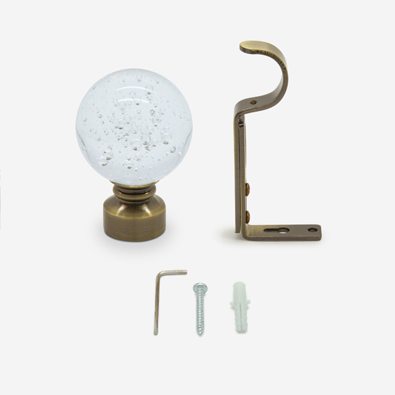 28mm Allure Classic Antique Brass Glass Bubbles Eyelet Bay Window pole