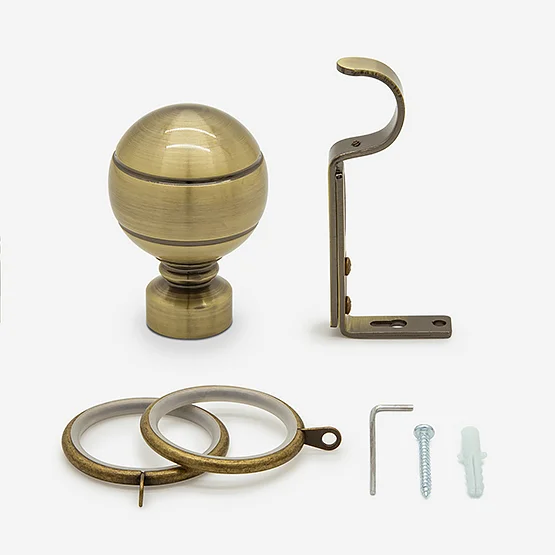 28mm Allure Classic Antique Brass Ribbed Ball Bay Window pole