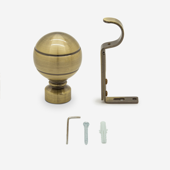 28mm Allure Classic Antique Brass Ribbed Ball Eyelet pole