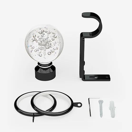 28mm Allure Classic Black Nickel Glass Bubbles pole