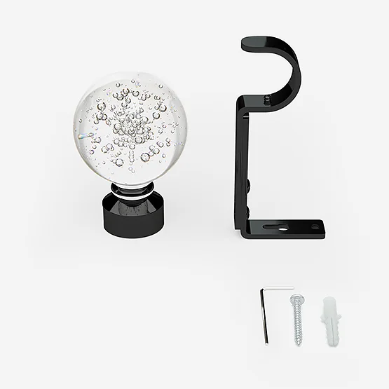 28mm Allure Classic Black Nickel Glass Bubbles Eyelet pole