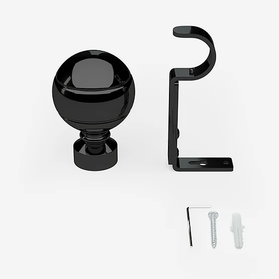 28mm Allure Classic Black Nickel Ribbed Ball Eyelet pole
