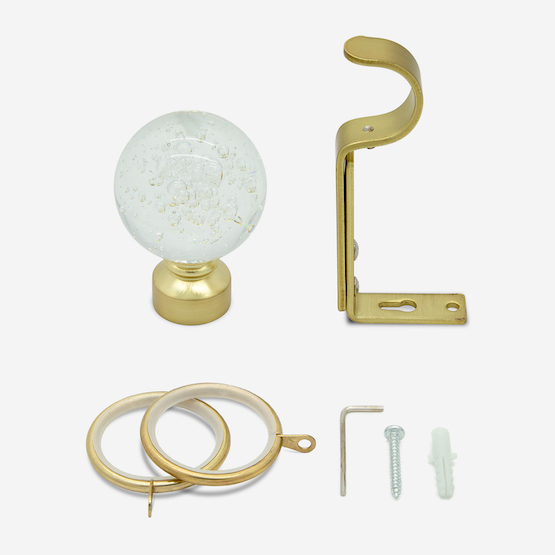 28mm Allure Classic Brushed Gold Glass Bubbles Bay Window pole