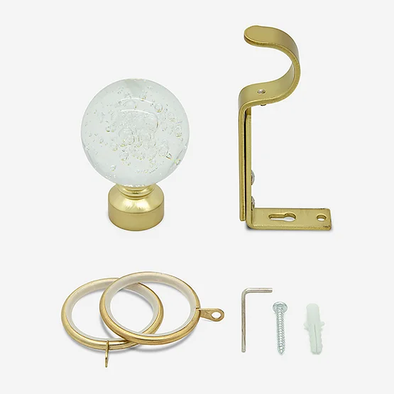 28mm Allure Classic Brushed Gold Glass Bubbles Bay Window pole