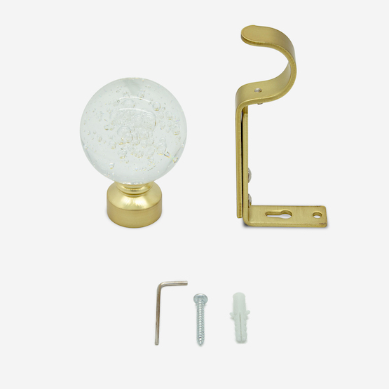 28mm Allure Classic Brushed Gold Glass Bubbles Bay Window Eyelet pole