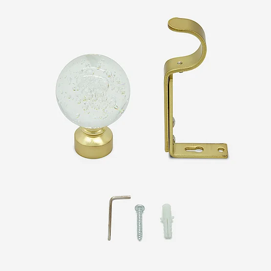 28mm Allure Classic Brushed Gold Glass Bubbles Bay Window Eyelet pole